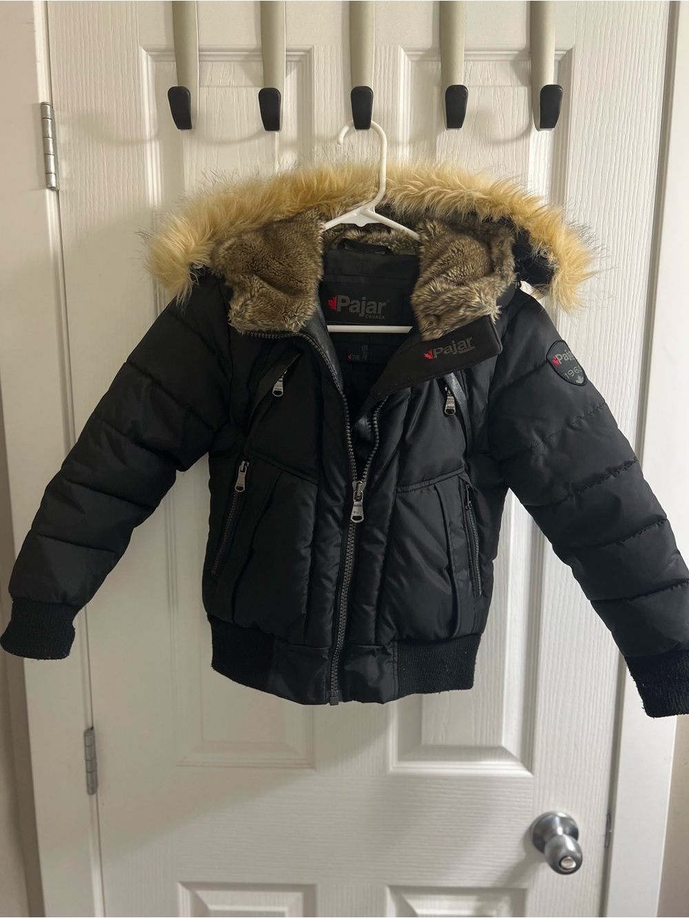 Pajar Kids Black Puffer Jacket with Faux-Fur Trimmed Hood